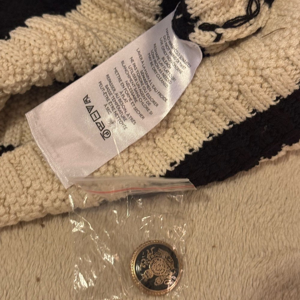 Maeve Anthropologie Sweater Women Medium Greta Polo Cardigan Black Cream NWT - Picture 4 of 9
